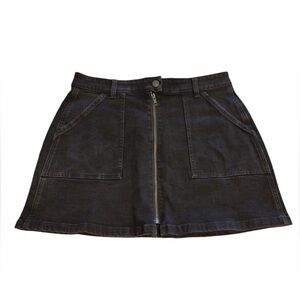 Madewell Black Denim Mini Skirt with Front Zipper - 26